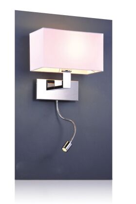 Kinkiet Martens AZzardo MB2251-B-LED-R WH AZ1526 z metalu w kolorze chromu i białego materiału w kształcie prostokąta nowoczesna do czytania LED