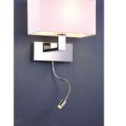 Kinkiet Martens AZzardo MB2251-B-LED-R WH AZ1526 z metalu w kolorze chromu i białego materiału w kształcie prostokąta nowoczesna do czytania LED