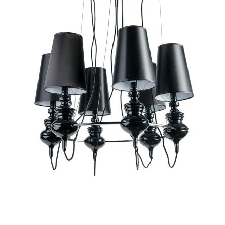 LAMPA WISZĄCA BAROCO 6 BLACK AZzardo AZ1379 styl barokowy z tkaniny i metalu
