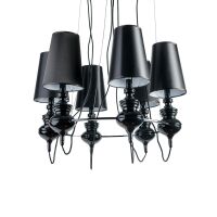 LAMPA WISZĄCA BAROCO 6 BLACK AZzardo AZ1379 styl barokowy z tkaniny i metalu