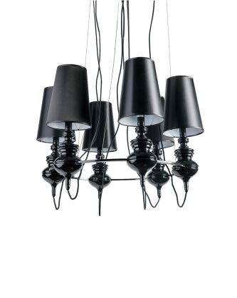 LAMPA WISZĄCA BAROCO 6 BLACK AZzardo AZ1379 styl barokowy z tkaniny i metalu