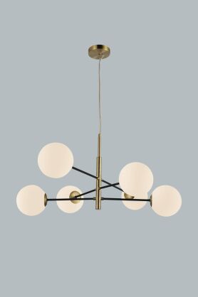 Lampa wisząca OVIEDO 6 AZ4421 Azzardo metal szkło nowoczesna czarno-złota
