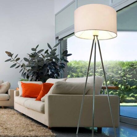 Lampa podłogowa Finn biała AZzardo FL-12025 WH AZ1037 biały abażur z tkaniny trzy nogi