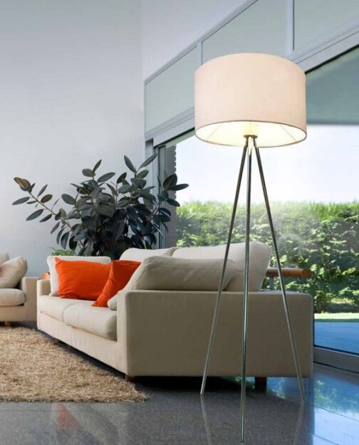 Lampa podłogowa Finn biała AZzardo FL-12025 WH AZ1037 biały abażur z tkaniny trzy nogi