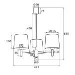 Lampa wisząca żyrandol PONTE 1498 Argon mosiądz róż 3xE27 - 2