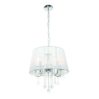 Lampa wisząca Mona 5 srebrna LP-5005/5P biała Light prestige nowoczesna abażur z tasiemki