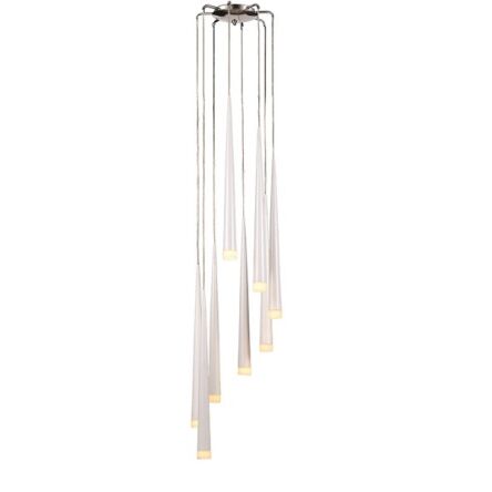 Lampa wisząca Stylo 8 AZzardo AZ0209 biała klosze w kształcie stożków na końcach szklane