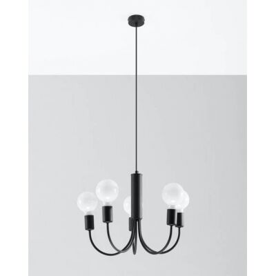 Lampa wisząca PICCOLO 5 SL.0855 SOLLUX LIGHTING loft industrial czarna