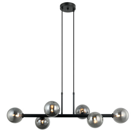 Lampa wisząca Olbia PND-38679-6-BK+SG  czarna nowoczesna kule umieszczone na podłużnej listwie
