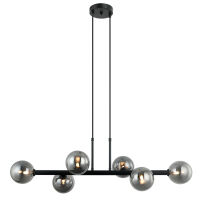 Lampa wisząca Olbia PND-38679-6-BK+SG  czarna nowoczesna kule umieszczone na podłużnej listwie