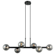 Lampa wisząca Olbia PND-38679-6-BK+SG  czarna nowoczesna kule umieszczone na podłużnej listwie