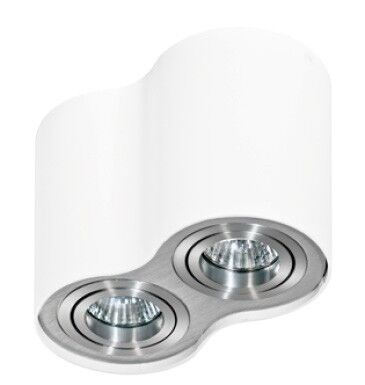 LAMPA NATYNKOWA   Bross 2  biały/aluminium Azzardo AZ0784 tuba techniczna podwójna