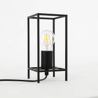 Lampa stołowa  Melando TB-3343-1S-BK metalowa klatka prostokąt industrialny styl