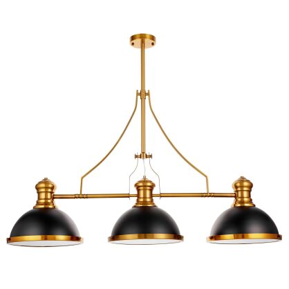 Lampa wisząca ETTORE W3 LUMINA DECO LDP 710-3 (BK+MD) loftowa czarno-mosiężna 3x E27