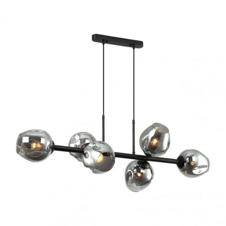 Lampa wisząca BORGO PND-30843-6 BK+SG Italux Wgniecenia na kloszach modernistyczna