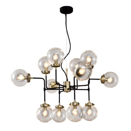 Lampa wisząca Odelia V1009-12 Italux w surowym stylu industrialnym metalowe elementy mają czarne wykończenie łamana