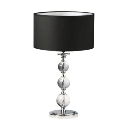 Lampa stołowa Rea RLT93163-1B Zuma Line czarny okrągły abażur podstawa chromowana kryształowe kule