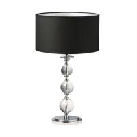 Lampa stołowa Rea RLT93163-1B Zuma Line czarny okrągły abażur podstawa chromowana kryształowe kule