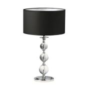 Lampa stołowa Rea RLT93163-1B Zuma Line czarny okrągły abażur podstawa chromowana kryształowe kule