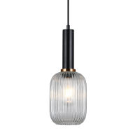 Lampa wisząca ANTIOLA PND-5588-1M-BK+CL Italux  SZKLANY TRANSPARENTNY KLOSZ O ŚREDNICY 15 CM CZARNE WYKOŃCZENIE LAMPY