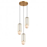Lampa wisząca Simon MDM-3938/3 GD Italux Okrągła podsufitka złota szklane kule 