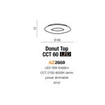 Plafon  Azzardo DONUT TOP 60 CCT REMOTE AZ2669 wykonany z metalu oraz  białego akrylowego klosza kształtem przypomina pączek LED ściemnialna - 2