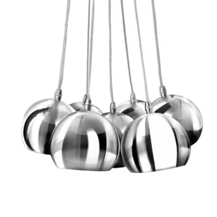 Lampa wisząca Noa 7 AZzardo PL-6084 CH/WH AZ1043 wykonana z metalu i aluminium w kolorze chromu klosze kuliste