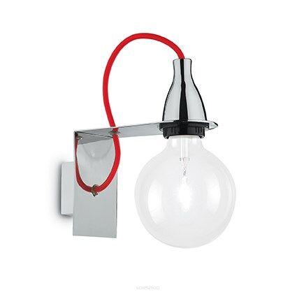 Kinkiet Minimal AP1 Ideal Lux 045207  metalowa oprawa kolor chrom z czerownym przewodem