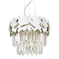 Lampa wisząca QUASAR  P0506-05A-F4AC ZUMALINE efektowna lampa przyciągająca wzrok dzięki połączeniu kryształków i szkła SREBRNA