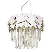 Lampa wisząca QUASAR  P0506-05A-F4AC ZUMALINE efektowna lampa przyciągająca wzrok dzięki połączeniu kryształków i szkła SREBRNA