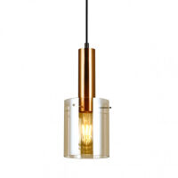 Lampa wisząca SARDO PND-5581-1-BRO+AMB Italux Nowoczesna mosiądz bursztynowe klosze