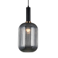 Lampa wisząca ANTIOLA PND-5588-1L-BK+SG Italux DYMIONY SZKLANY KLOSZ  CZARNE AKCENTY ŚREDNICA 20 CM