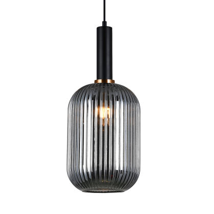 Lampa wisząca ANTIOLA PND-5588-1L-BK+SG Italux DYMIONY SZKLANY KLOSZ  CZARNE AKCENTY ŚREDNICA 20 CM