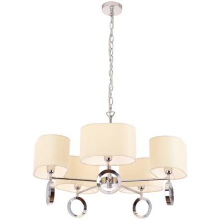 Lampa wisząca Olimpic P0285 MAXlight dekoracyjna elegancka wykonana z metalu o chromowanym zabarwieniu abażur z białej tkaniny 