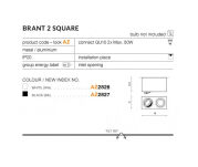 Lampa sufitowa techniczna Plafon Brant 2 square AZ2826 AZzardo biała oprawa w nowoczesnym stylu podwójna prostokąt - 2