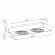 Oprawa natynkowa plafon Sleek 111x2 Distance 46613 Aqform techniczna  - 3