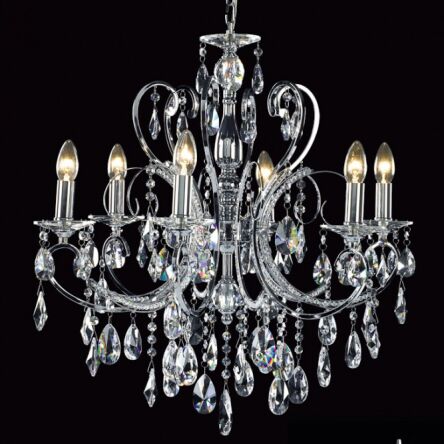 Żyrandol Barocco Chrome MD72709-6A Italux  chrom kryształki styl pałacowy elagancki