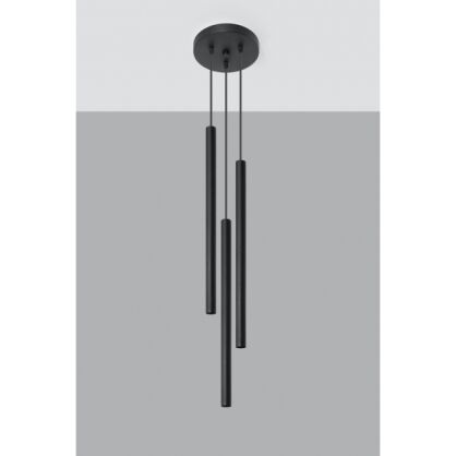 LAMPA WISZĄCA PASTELO 3P Czarna Rura Walec Led SOLLUX  Lampa Ścienna NOWOCZESNY stal  SL.0471 metalowa lampa 