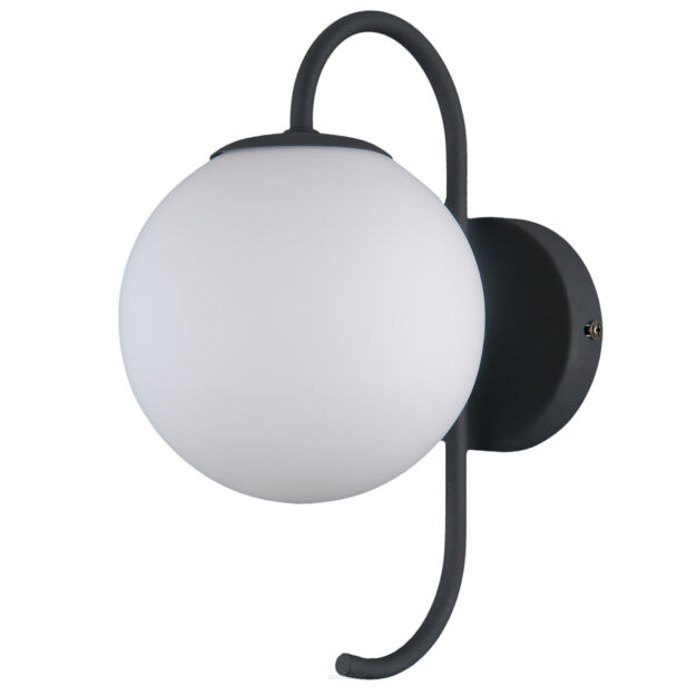 KINKIET GELA WL-5500-1-BK Italux CZARNA LAMPA ŚCIENNA TRADYCYJNY KULISTY KLOSZ G9