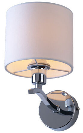Lampa ścienna kinkiet CARMEN WALL RLB94103-1 Zuma Line klosz z beżowego materiału w kształcie tuby delikatny klasyczny chromowana podstawa