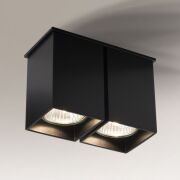 Lampa sufitowa plafon TODA 1104 cz z metalu w kolorze czarnym nowoczesna prostokątna podwójna GU10