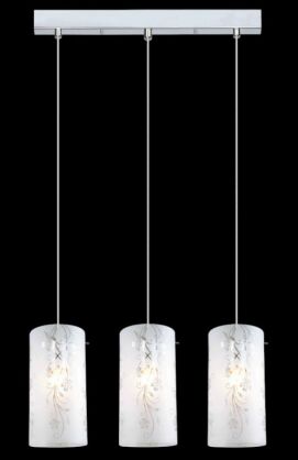 Lampa wisząca Valve MDM1672/3 Italux  nowoczesna lampa wykończenie w kolorze chromu klosze w kształcie tub ze szkła z dekoracyjnym motywem kwiatowym
