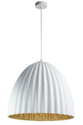 Lampa wisząca TELMA 32022 SIGMA plisowany biało/złoty klosz 50 cm