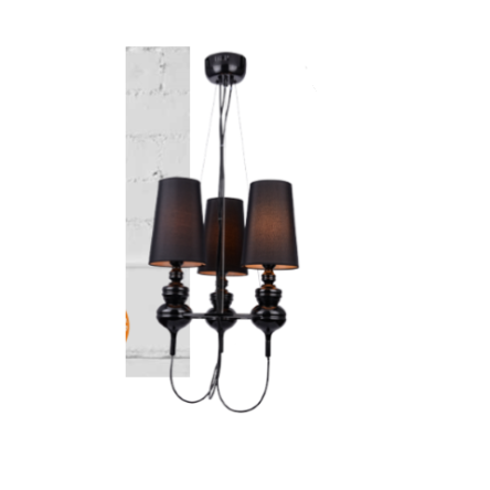 Lampa wisząca BAROCO 3 PENDANT AD-7121S-3BK czarna barokowy klasyczny styl 