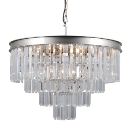 Lampa wisząca VERDES PND-44372-8A-SLVR-BRW Italux Srebrna szkło krystaliczne elegancka