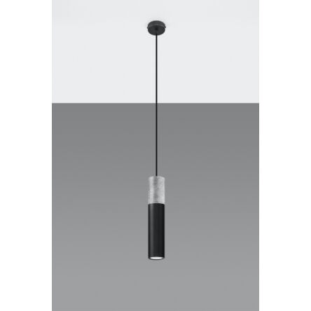 LAMPA  WISZĄCA BORGIO CZARNA STALOWA TUBA ZAKOŃCZONA BETONEM IDEALNA DO SALONU SL.0650 SOLLUX