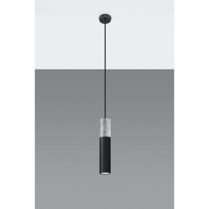 LAMPA  WISZĄCA BORGIO CZARNA STALOWA TUBA ZAKOŃCZONA BETONEM IDEALNA DO SALONU SL.0650 SOLLUX