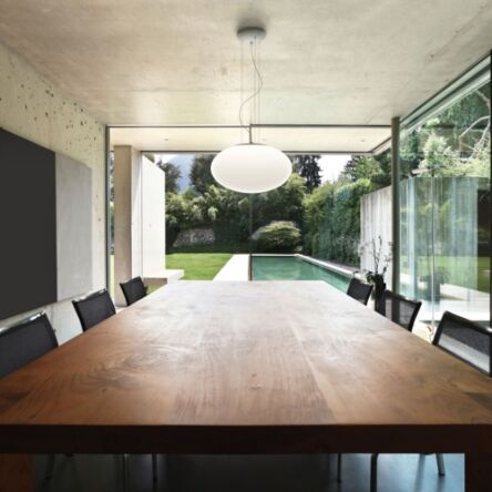 Lampa wisząca Zeppo Pendant 400- Astro 7094 1176003 kula mleczne białe opalizujące szkło chromowane wykończenie 40cm