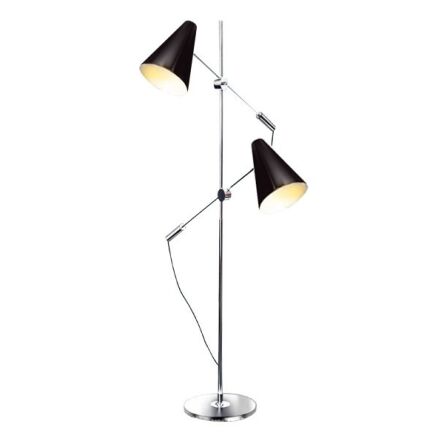 Lampa podłogowa Kaja AZzardo FL-13054 AZ1082 stojąca dwa źródła światła czarne klosze  w kształcie stożka E14