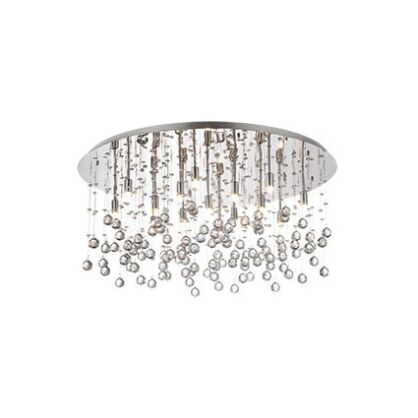 Plafon Moonlight PL15 Ideal Lux  077819   podstawa w kształcie okręgu jest  z metalu w kolorze chromu zwisające kawałki są z kryształu